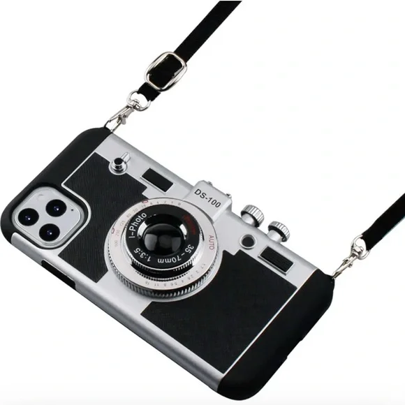 Retro Camera Design Phone Case - Black and Silver 13 Pro Max - Picture 1 of 4